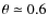 $\theta \simeq 0.6$
