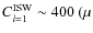 $C_{l=1}^{\rm ISW} \sim 400~(\mu $