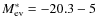 $M^*_{\rm ev} = -20.3 - 5$