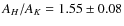 $A_{H}/A_{K}=1.55\pm0.08$