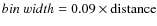 $bin~width = 0.09\times {\rm distance}$