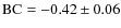 ${\rm BC} = -0.42 \pm 0.06$