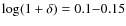 ${\rm log}
(1+\delta)=0.1{-}0.15$