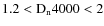 $1.2 < {\rm D}_{\rm n}4000 < 2$