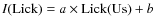 $I({\rm Lick})=a\times {\rm Lick(Us)}+b$