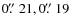 $0\hbox{$.\!\!^{\prime\prime}$ }21,0\hbox{$.\!\!^{\prime\prime}$ }19$