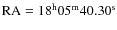 $\rm RA = 18^{\rm h} 05^{\rm m} 40.30^{\rm s}$