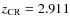 $z_{\rm CR}=2.911$