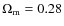$\Omega_{\rm m}=0.28$