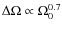 $\Delta \Omega \propto \Omega_0^{0.7}$