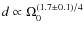 $d \propto \Omega_0^{(1.7\pm0.1)/4}$