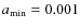 $a_{\min}=0.001$