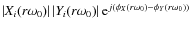 $\abs{X_i(r\omega_0)} \abs{Y_i(r\omega_0)} {\rm e}^{j(\phi_X(r\omega_0) - \phi_Y(r\omega_0))}$