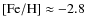 $\rm [Fe/H] \approx -2.8$
