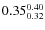 $\rm0.35^{0.40}_{0.32}$