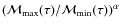 $({\cal{M}}_{\rm max}(\tau)/{\cal{M}}_{\rm min}(\tau) )^\alpha$