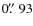 $0\hbox{$.\!\!^{\prime\prime}$ }93$