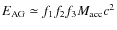 $E_{\rm AG} \simeq f_1 f_2 f_3
M_{\rm acc}c^2$