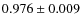 $ 0.976\pm0.009 $