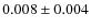 $ 0.008\pm0.004 $