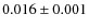 $ 0.016\pm0.001 $