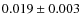 $ 0.019\pm0.003 $