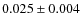 $ 0.025\pm0.004 $