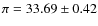 $\pi = 33.69 \pm 0.42$