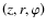$\left( z,r,\varphi \right)$