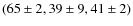 $(65\pm2, 39\pm 9, 41 \pm 2)$
