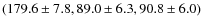 $(179.6 \pm 7.8, 89.0 \pm 6.3, 90.8 \pm 6.0)$