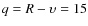 $q=R-\upsilon=15$