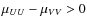$\mu_{UU} - \mu_{VV} > 0$