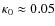$\kappa_0 \approx 0.05$