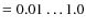 $= 0.01
\dots 1.0$