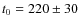 $t_0=220\pm30$