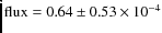 $\rm flux=0.64\pm0.53\times10^{-4}$