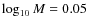 $\log _{10} M = 0.05$