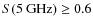 $S(5~{\rm GHz})\geq 0.6$