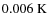 $0.006~{\rm K}$