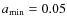 $a_{\rm min}=0.05$