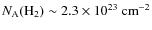 $N_{\rm A}(\rm H_2)\sim2.3\times10^{23}~\rm {cm^{-2}}$