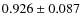 $ 0.926 \pm 0.087 $