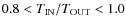 $ 0.8 < T_{\rm IN}/T_{\rm OUT} < 1.0 $