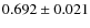 $ 0.692 \pm 0.021 $