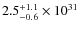 $2.5^{\rm +1.1}_{-0.6}\times10^{31}$