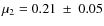 $\mu_2=0.21\ \pm\ 0.05$