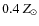 $0.4~Z_{\odot}$