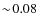 $\sim\!0.08$
