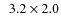 $\phantom{0}3.2\times2.0$